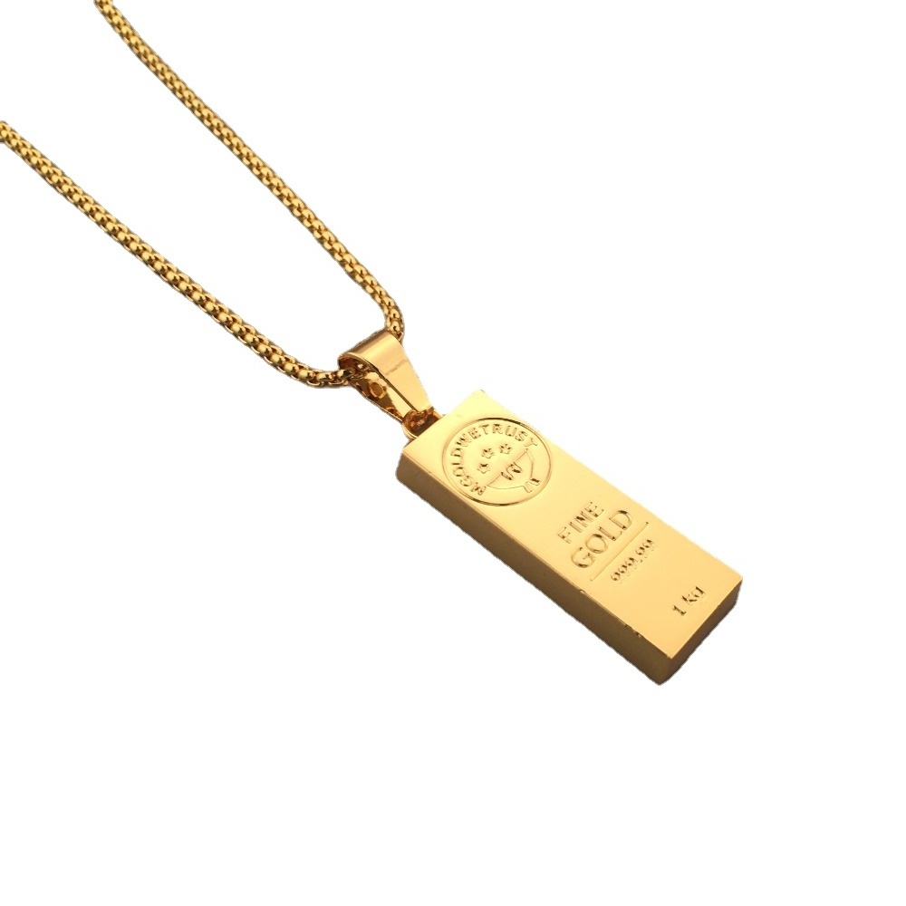 Stainless Steel Custom Engraved Bar Pendant Necklace for Men with Boxing Chain xp jewelry gold