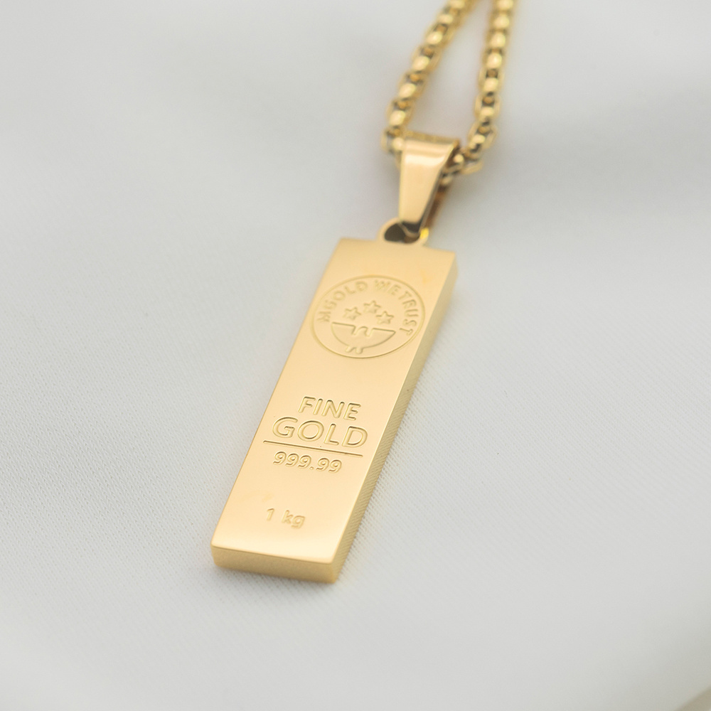 Stainless Steel Custom Engraved Bar Pendant Necklace for Men with Boxing Chain xp jewelry gold