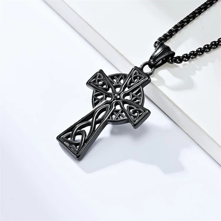 Wholesale Viking Celtic Vintage Jewelry Titanium Steel Cross Pendant Stainless Steel Men's Pendant Necklace