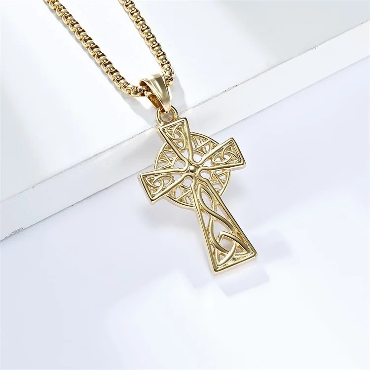 Wholesale Viking Celtic Vintage Jewelry Titanium Steel Cross Pendant Stainless Steel Men's Pendant Necklace