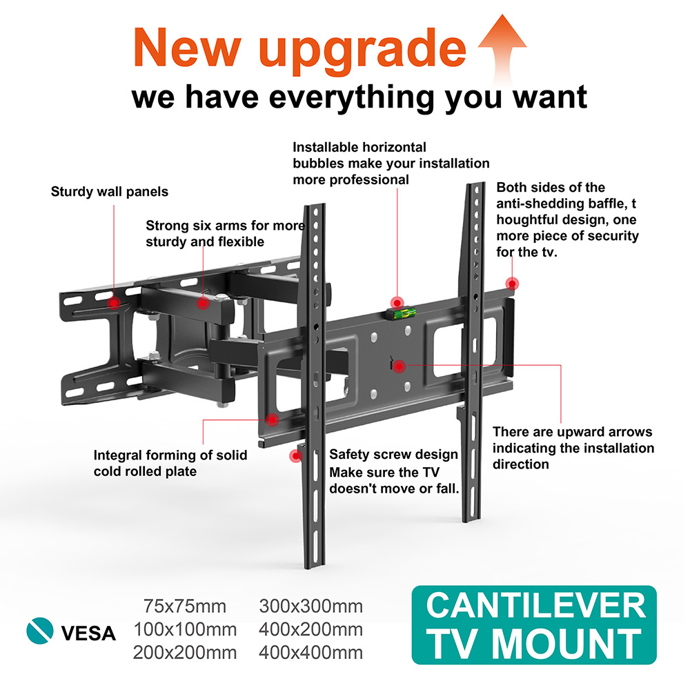 Charmount Max VESA 400X400mm LCD Fit 26''-55'' TV Hanger Wall Mount