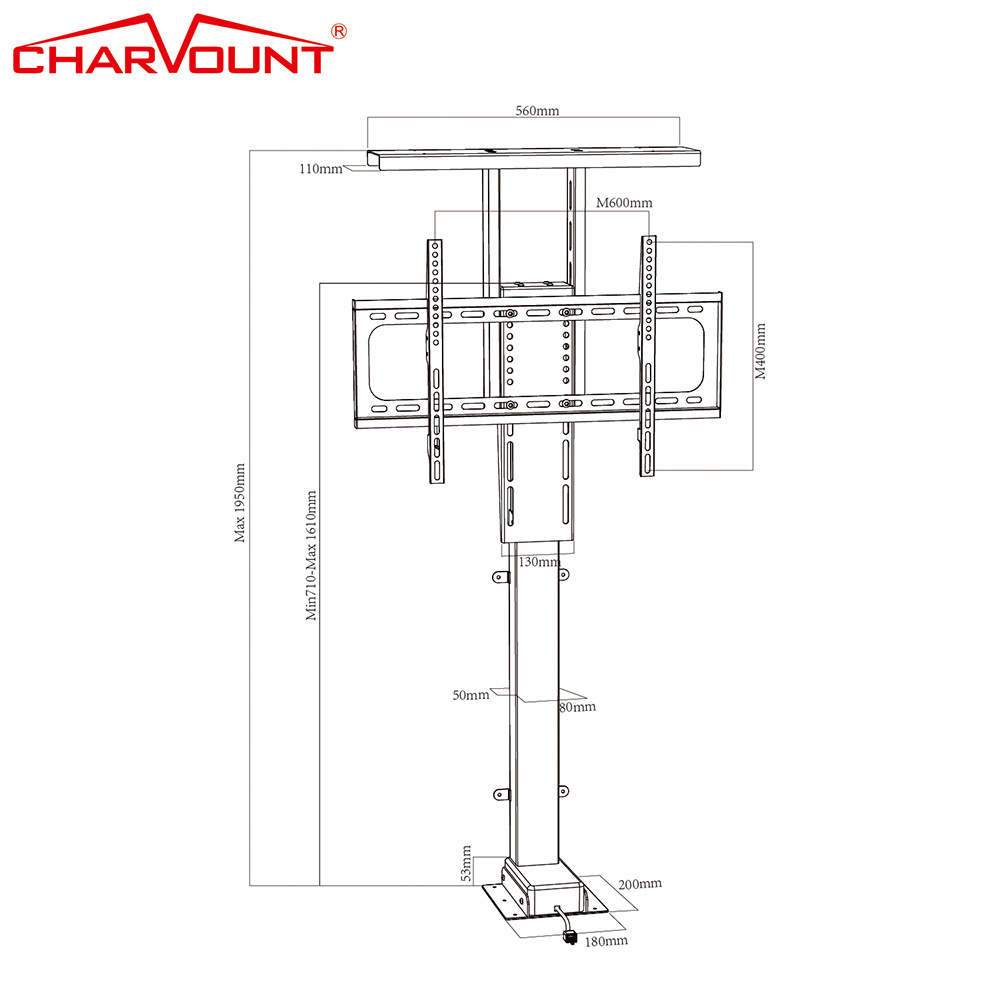 Charmount Automatic Smart Electric System Under Bed furniture Remote Motorized 12V TV Lift Mechanism Motorized