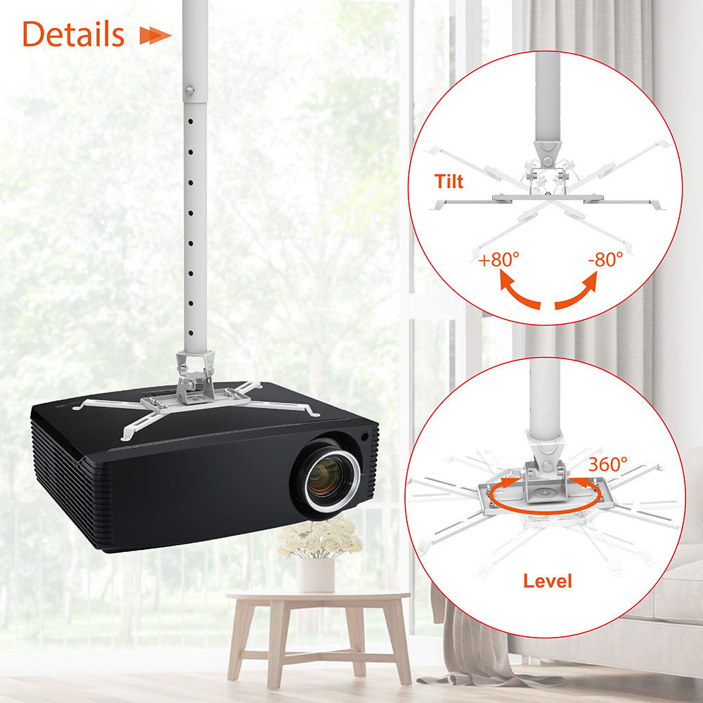 600-1490mm height adjustable universal retractable projector ceiling mount