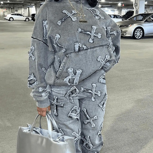 Charm Graphic Printed Set High Quality Pullover Distressed Essentials Hoodie Baggy Sweatpants Stacked Sweat Pants