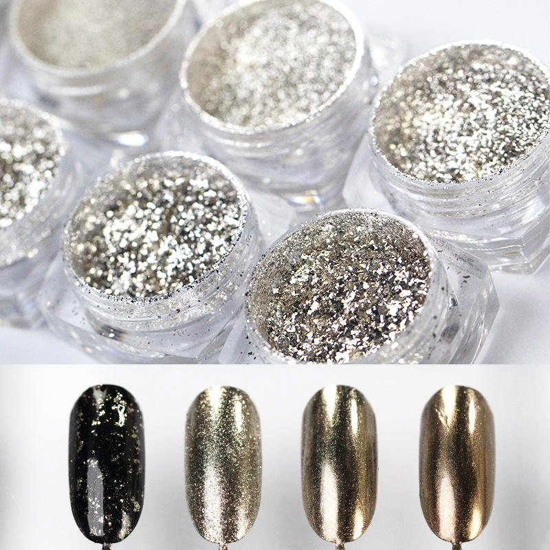 Chrome Mirror Powder Nail Art Eye Glitter Cosmetics Pigment Shiny Silver Flakes