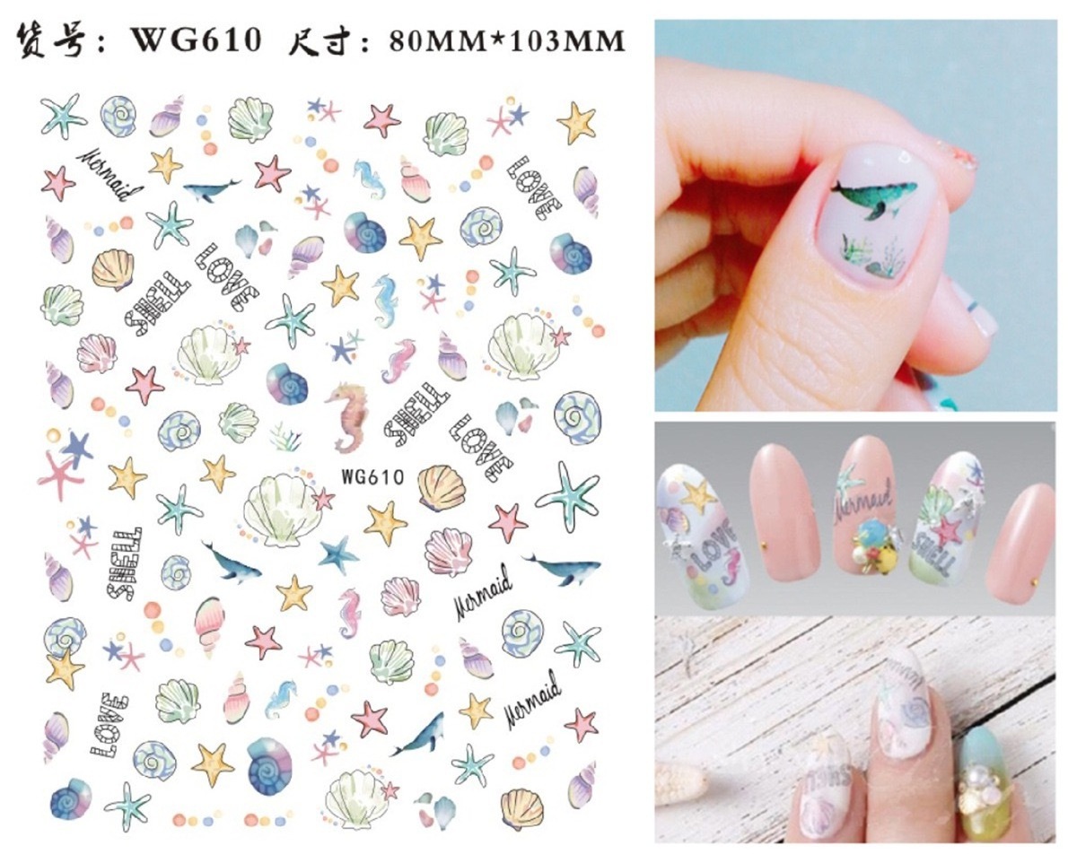 3D Nail Art Stickers Summer Theme Flower Fruit Series Daisy Colorful Leaf Patterns Design Adhesive Transfer Decals Decors