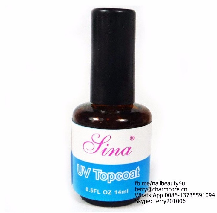 Sina no wiping Top coat UV Gel Gloss Acrylic Nail Art Gel Polish Top Coat Clear Color 14ml No Wipe Top Coat