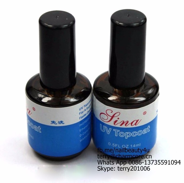 Sina no wiping Top coat UV Gel Gloss Acrylic Nail Art Gel Polish Top Coat Clear Color 14ml No Wipe Top Coat