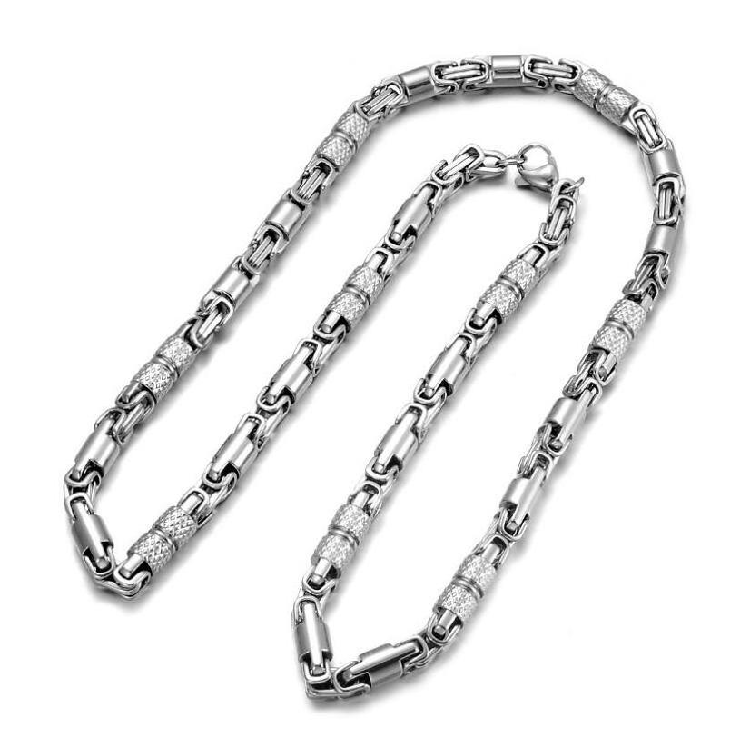 Wholesale Stainless Steel  6mm Wide Heavy Link Byzantine Chains Necklaces for Men