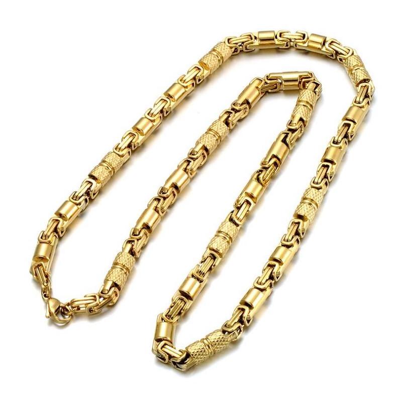 Wholesale Stainless Steel  6mm Wide Heavy Link Byzantine Chains Necklaces for Men