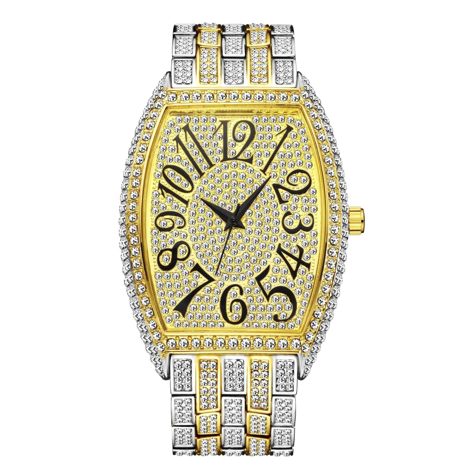 Wholesale Gold Wristwatch Fashion Diamond Quartz Analog Watch with Stainless Steel Bracelet