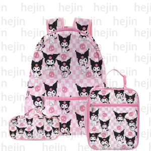 Wholesale Factory OEM sanrioed Kuromi Cartoon Messenger Crossbody Shoulder Bag school bag 3pcs set for kids