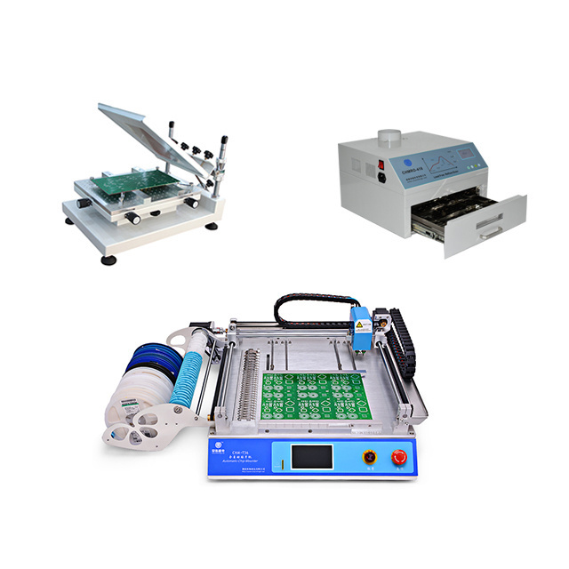 Small Smt   LedProduction line: 3040 Solder Printer + CHM-T36 Pick and Place Machine + Reflow Oven CHMRO-420 Discount!