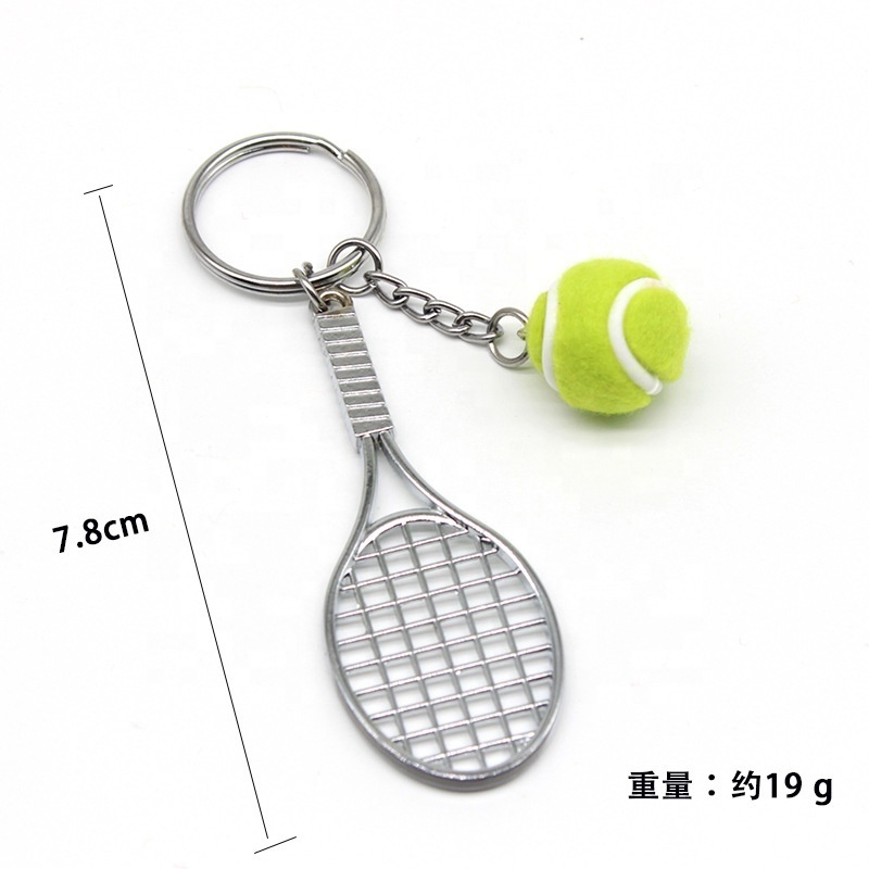 Souvenir Gifts Sports Mini Tennis Racket Ball Keychain Key Rings Students Sport Split Tennis Keychain