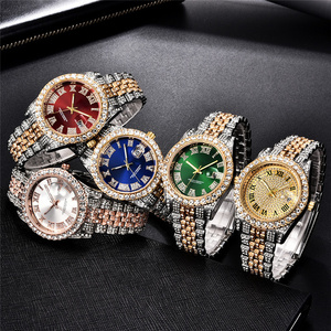 Luxury Unisex Micro Crystal Pointer Time Indicators Wristwatches Stainless Steel Green Dial Analog Quartz Number Watch