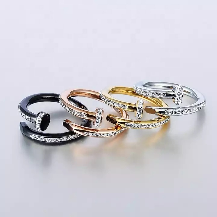 High Quality Stainless Steel Love Nail Ring Fashion Charm Cuff Love Ring