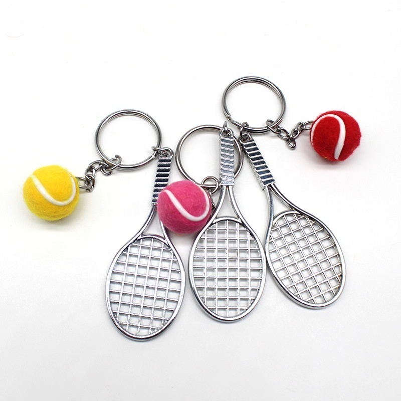 Souvenir Gifts Sports Mini Tennis Racket Ball Keychain Key Rings Students Sport Split Tennis Keychain