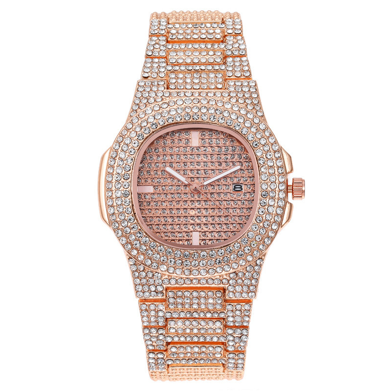 Fashion Top Brand Luxury Bling Quartz Square Men Watch Relojes Hip Hop Gold Full Diamond Iced Out Watch