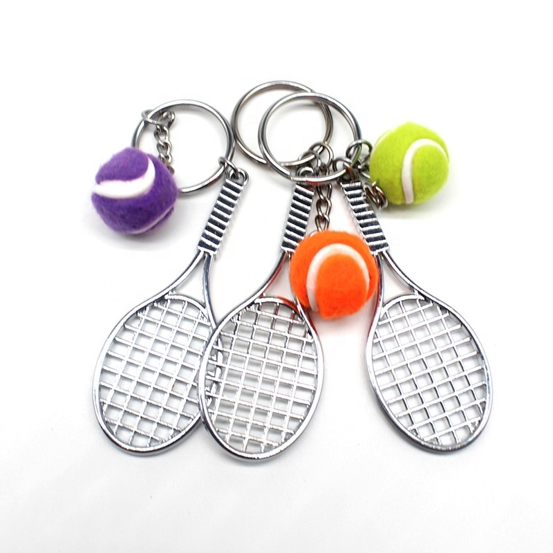 Souvenir Gifts Sports Mini Tennis Racket Ball Keychain Key Rings Students Sport Split Tennis Keychain