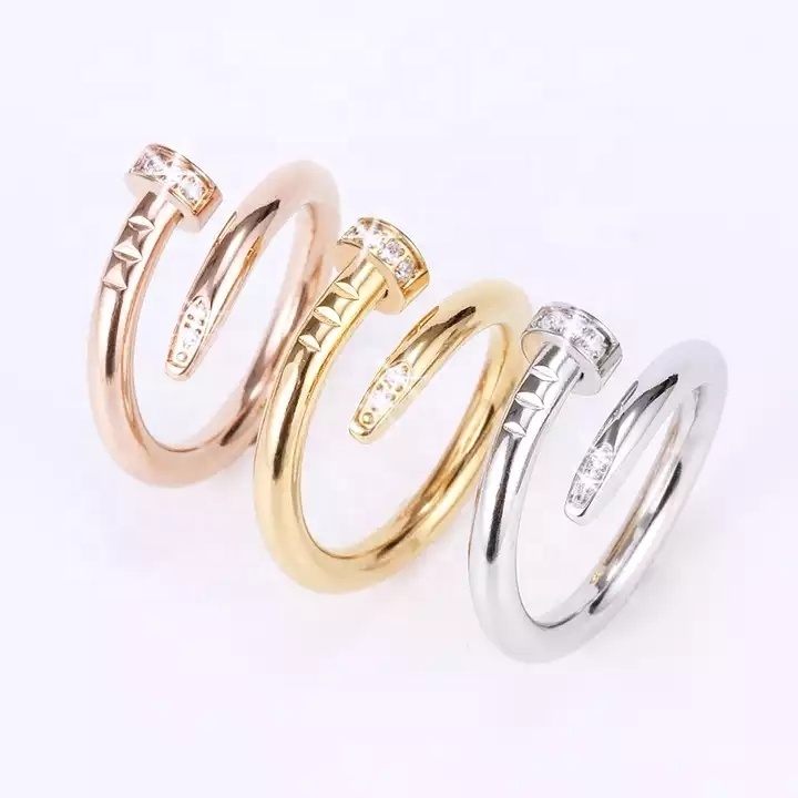 High Quality Stainless Steel Love Nail Ring Fashion Charm Cuff Love Ring