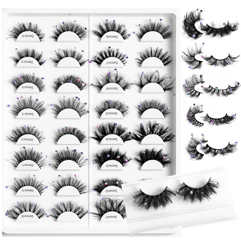 Halloween Sparkle Diamond Eyelashes Crystal Sequins Decal Lashes with Sequins Gem Rhinestone Glitter Party False Lashes