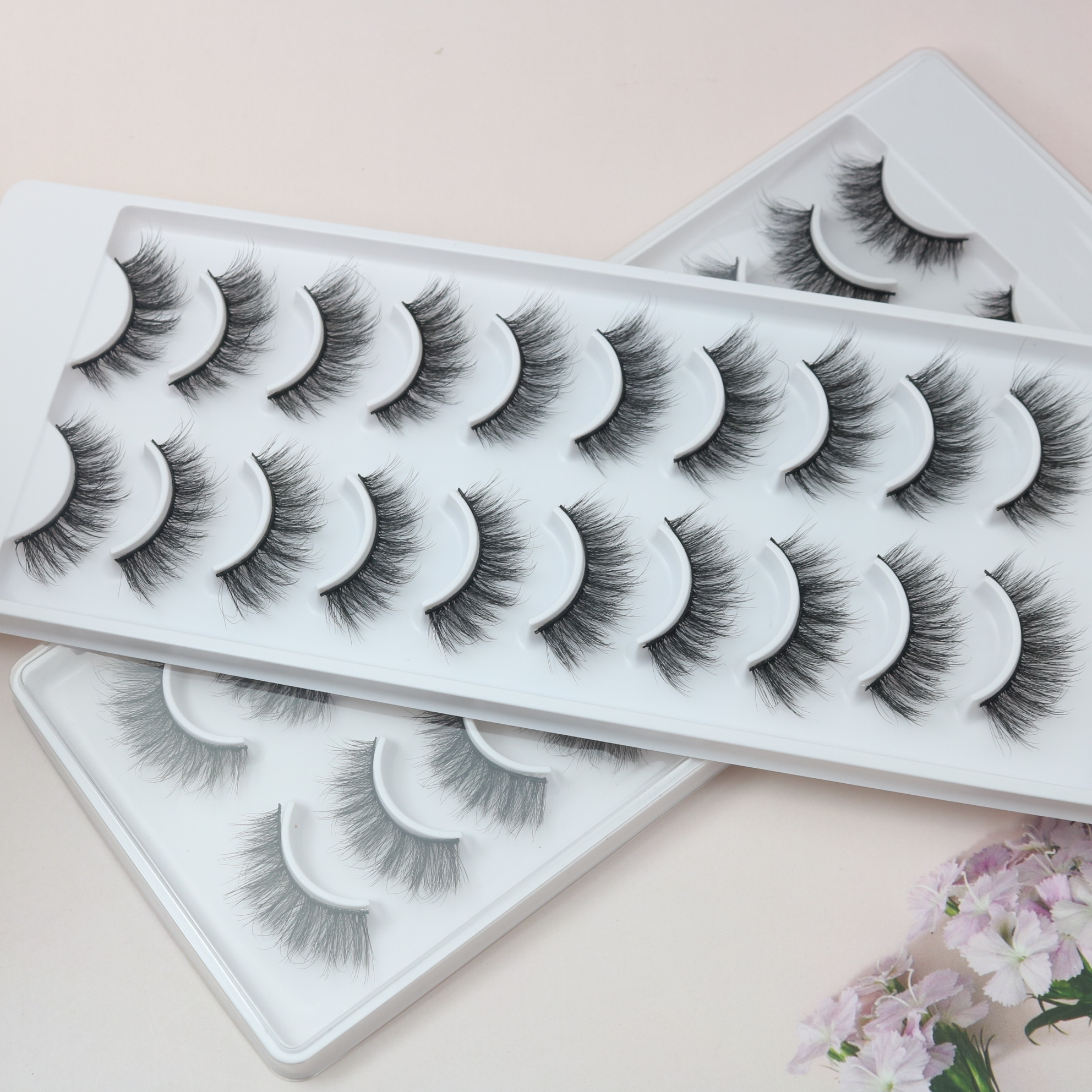 10 Pairs 3D Faux Mink Lashes Soft Fluffy Natural Long False Eyelashes Curly Lashes Wholesale Lashes False Eyelash Sets