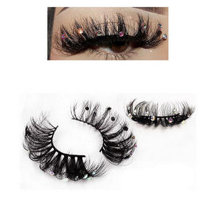 Halloween Sparkle Diamond Eyelashes Crystal Sequins Decal Lashes with Sequins Gem Rhinestone Glitter Party False Lashes