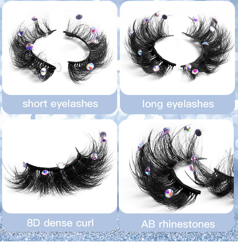 Halloween Sparkle Diamond Eyelashes Crystal Sequins Decal Lashes with Sequins Gem Rhinestone Glitter Party False Lashes