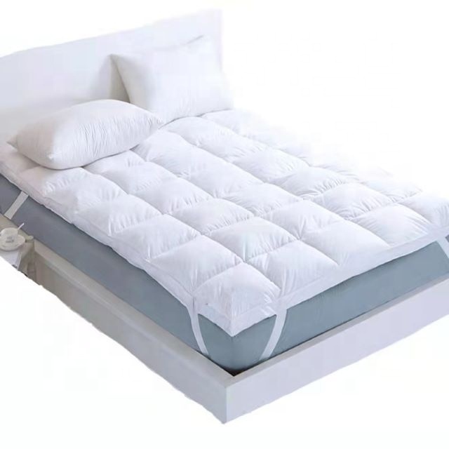 Goose Feather Down Filled Thick Cotton Cover Firm Wholesale Pad 4 Inch Quilted Mattress Topper