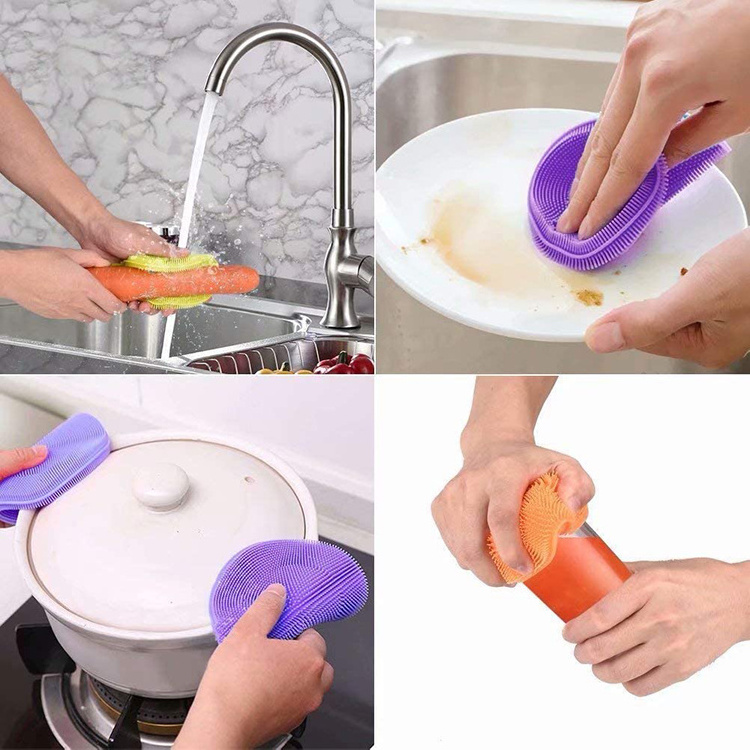 Silicone Dish Scrubber For Cleaning,Dishwasher Safe And Dry Fast Dishwashing Brush Kitchen Dish Sponge Cleaning