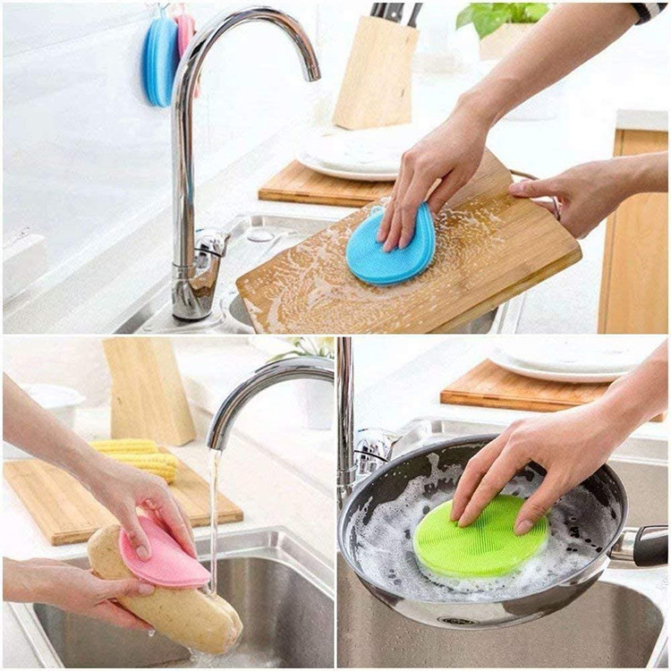 Silicone Dish Scrubber For Cleaning,Dishwasher Safe And Dry Fast Dishwashing Brush Kitchen Dish Sponge Cleaning