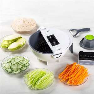 Kitchen Multi Functional Shredder Wet Fruits Drain Basket Blade Cutter Manual 9 In 1 Slicer Vegetable Grater