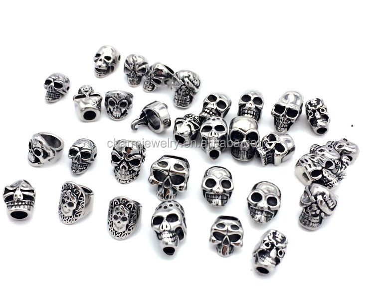 Punk Jewelry Findings Stainless Steel charm skull beads for jewelry making BXPJ002