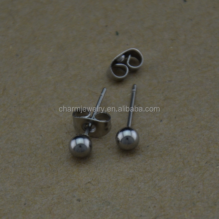 BXG023 Stainless Steel Round ball Posts Pin earring stud Nickel Free earring findings for Jewelry-Making