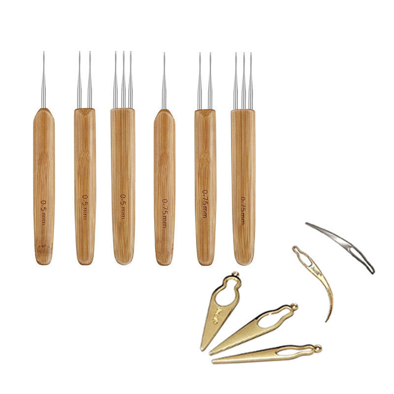 DIY Bamboo Handle Double Ended Hair Extension Tool  Loc Braid Dreadlock Crochet Hook Lock Needle