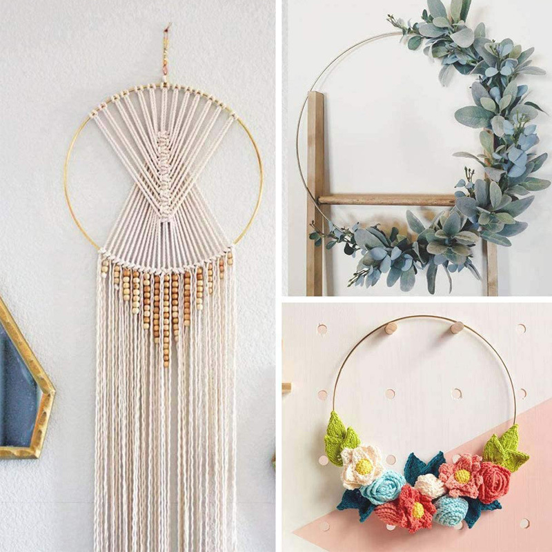 DIY Macrame Beads Wooden Rings Cord Cotton Ropes Dream Catcher Craft Macrame Kit for DIY Plant Hangers Home Decoration