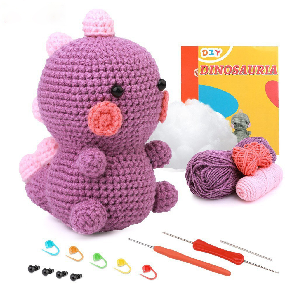 Complete Kids Small Animal Learn Knitting Kit Diy Beginner Crochet Kit  With Yarn Accessories With Bag