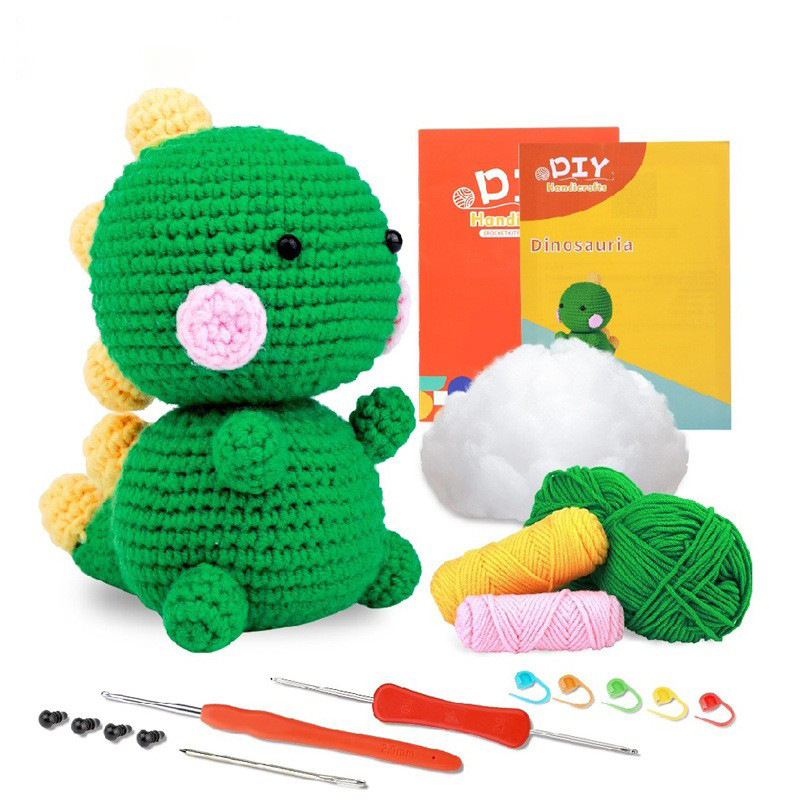 Complete Kids Small Animal Learn Knitting Kit Diy Beginner Crochet Kit  With Yarn Accessories With Bag