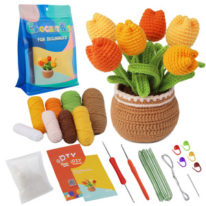 Complete Kids Small Animal Learn Knitting Kit Diy Beginner Crochet Kit  With Yarn Accessories With Bag