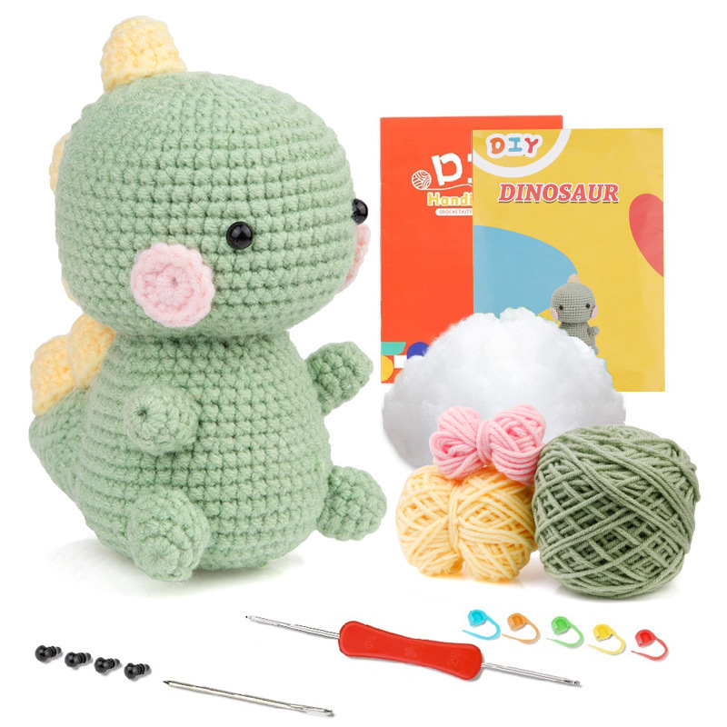 Complete Kids Small Animal Learn Knitting Kit Diy Beginner Crochet Kit  With Yarn Accessories With Bag