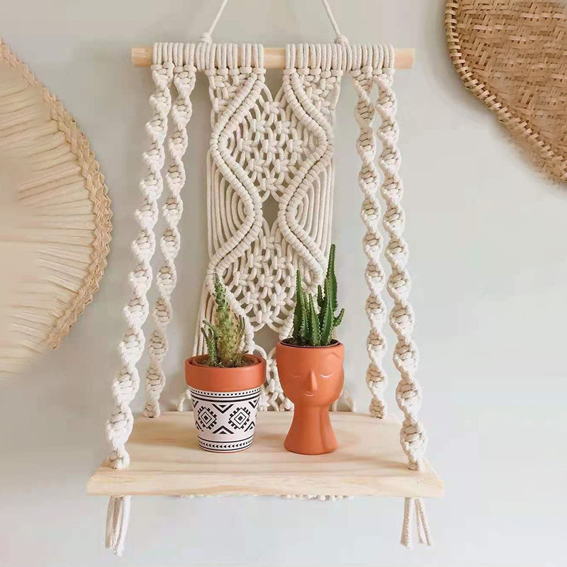 nice macrame shelves for bedroom plant boho decoration home wall decor wooden wall shelf candle holder floating shelves gift