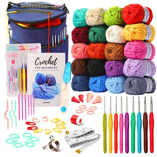 Wholesale 73 Piece Crochet Kit Polyester 100g Acrylic  8 ply Crochet Milk Cotton Lana Wool Blended Yarn for Knitting