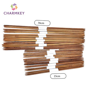 Charmkey 11 pairs 25 36cm Carbonised Double Point Sweater Needles Straight Bamboo Knitting Needles