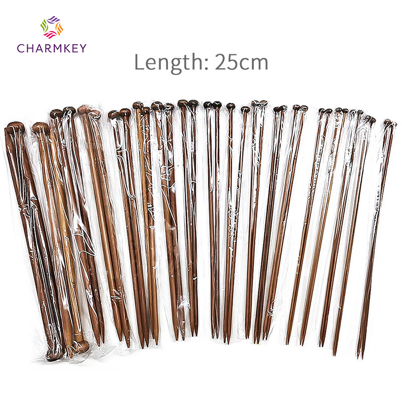 18 Pairs straight Knitting Needles 25cm 36CM Long Bamboo Knitting Needle Set with single point end for hand knitting sweater