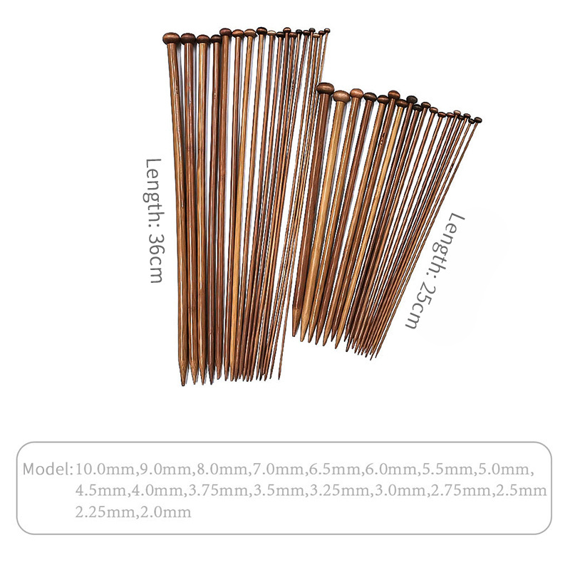 18 Pairs straight Knitting Needles 25cm 36CM Long Bamboo Knitting Needle Set with single point end for hand knitting sweater