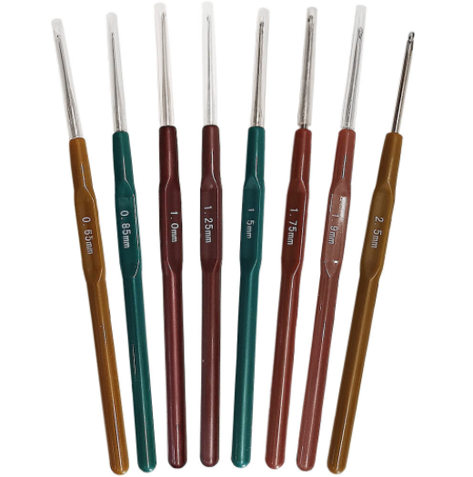 8 pcs 0.65 0.85 1.00 1.25 1.50 1.75 1.90 2.50 mm latch crochet hook knitting needle crochet needle for lace yarn handwork