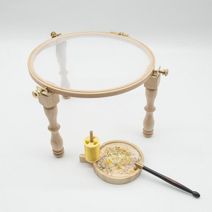 Portable Adjustable Wooden Embroidery Hoop Stand Set Cross 1pc Solid Color Durable Simple Sturdy Stitch Frame