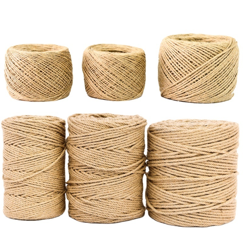 100% jute yarn 2mm 2 ply jute rope high quality natural 100% hemp yarn weaving for crochet and hand knitting  hemp cord