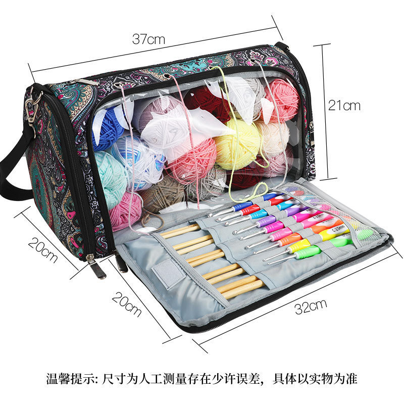 Charmkey Large Yarn Storage Holder for Needles Crochet Hooks Knit Project Sewing Accessories Knitting Organizer Tote Bag