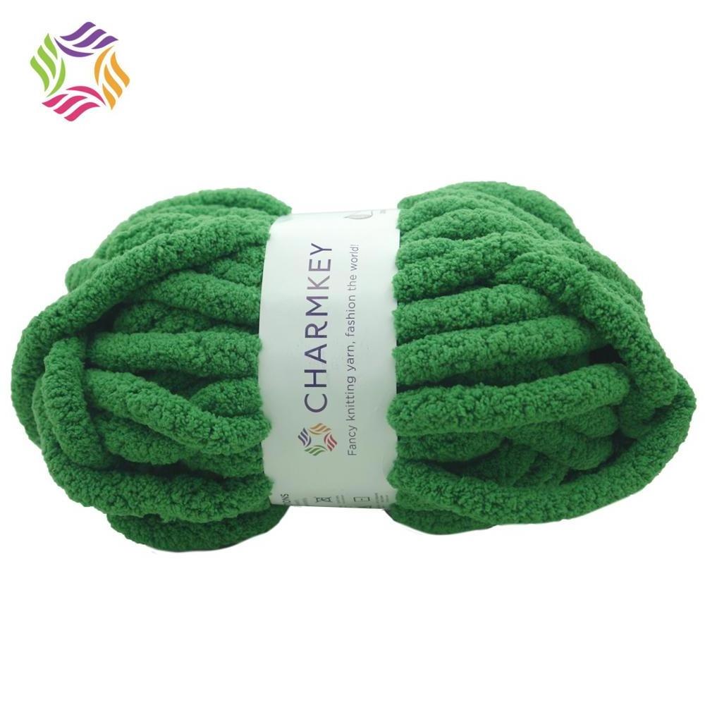 Charmkey solid chunky chenille high tenacity 100% polyester fdy yarn for crochet knitting soft carpet blanket